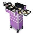 thumbnail image 1 of Byootique Dusky Rose Rolling Makeup Case 4in1 Cosmetic Trolley Organizer Lockable, 1 of 12