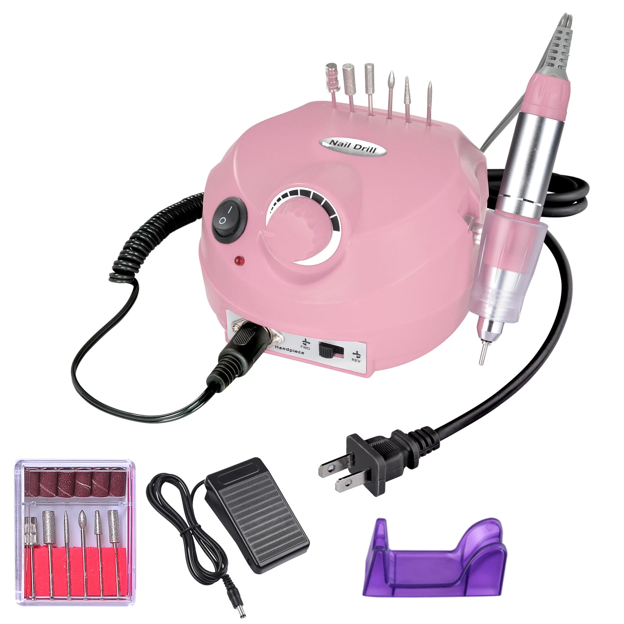 Nail Drill Set ネイルマシン ピンク Byootique Electric Acrylic Nail Drill Manicure Pedicure Kit Pedal