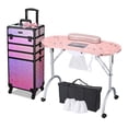thumbnail image 1 of Byootique Folding Manicure Nail Table 4in1 Rolling Makeup Case Mermaid Pink, 1 of 9