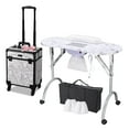 thumbnail image 1 of Byootique Folding Manicure Nail Table & Rolling Makeup Train Case CB Graystone, 1 of 9