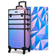 Byootique Mermaid Purple 4in1 Rolling Makeup Train Case Cosmetic Organizer Wheel