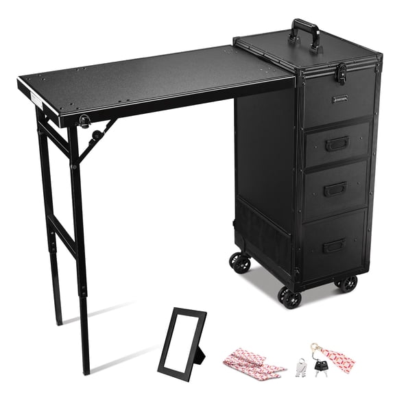 Byootique Nail Desk Mobile Station Rolling Makeup Manicure Table Nail Artist