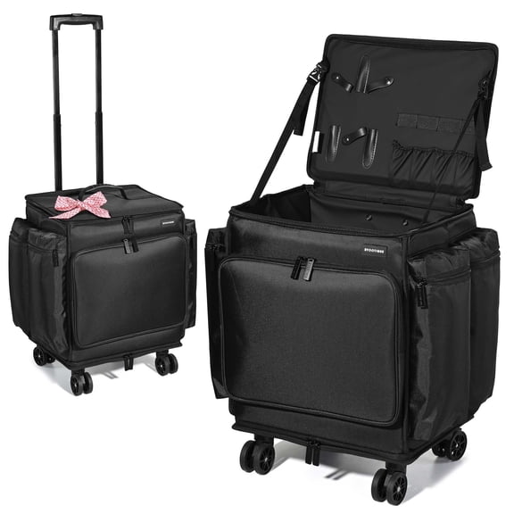 Byootique Portable Barber Station Rolling Hair Stylist Train Case Mobile Barber Station Makeup Trolley