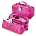 thumbnail image 1 of Byootique Portable Makeup Bag Zippered Water-resistant Organizer PVC Open Flat Travel Toiletry Organizer Travel Daily Use, Pink, 1 of 9