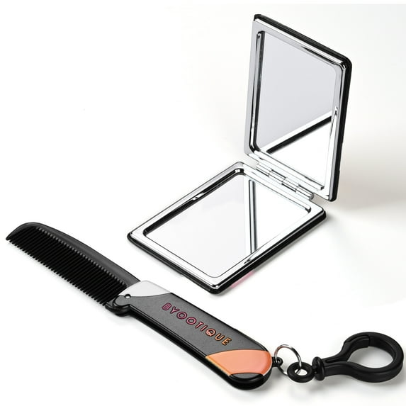 Byootique Portable Pocket Mirror W/ Folding Comb Makeup Cosmetic Mirror Travel