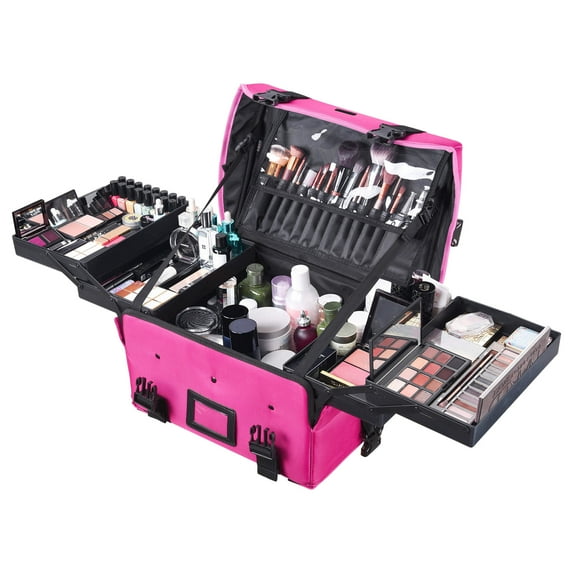 Byootique Professional Makeup Case with Adjustable Strap Portable Cosmetic Organizer