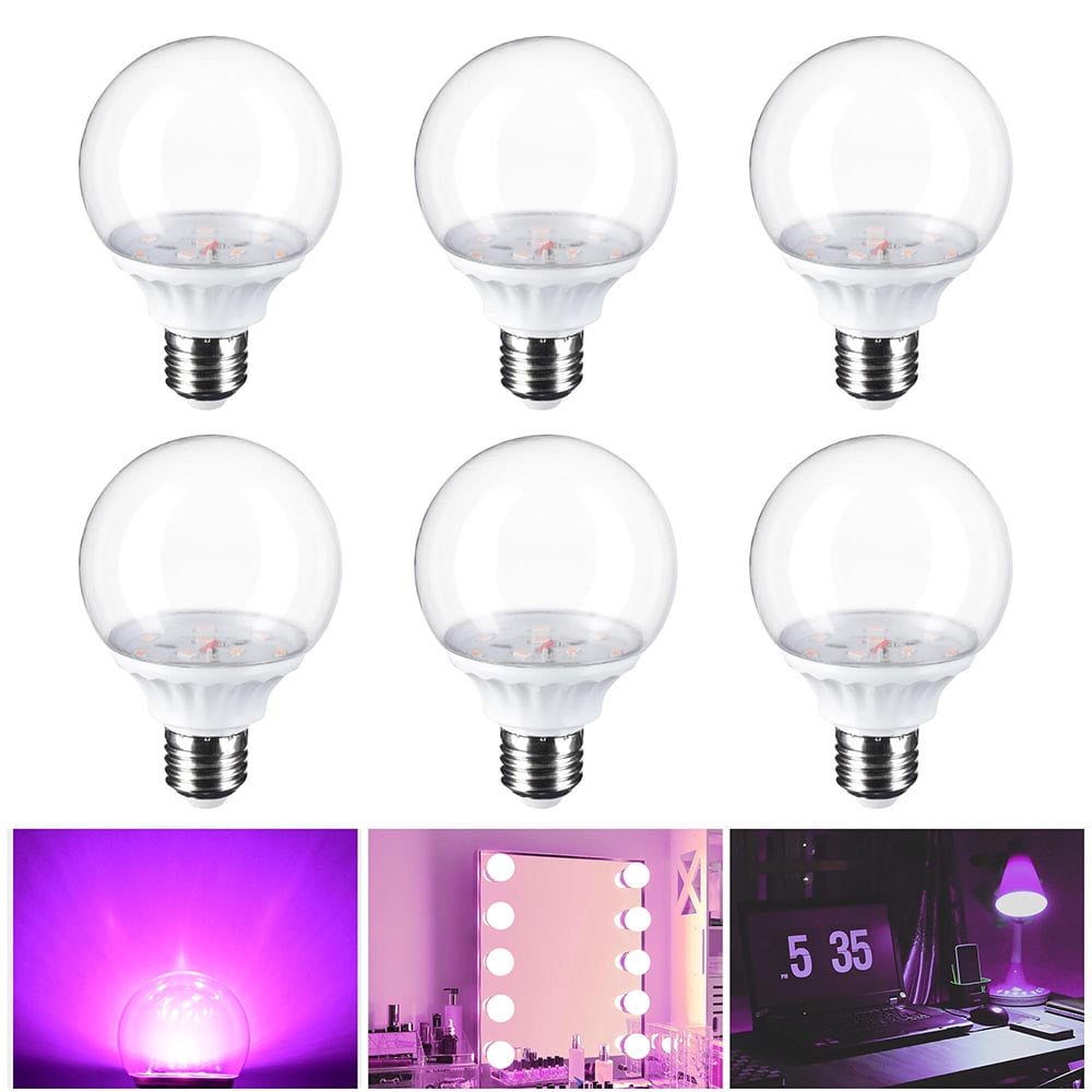 Byootique Purple G80 LED Globe Bulb E27 Replacement for Vanity Mirror Set  of 6
