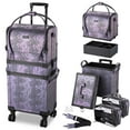 thumbnail image 1 of Byootique Purple Makeup Train Case Lockable Rolling Cosmetic Trolley Storage, 1 of 12
