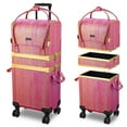 thumbnail image 1 of Byootique Red Gold Makeup Train Case Lockable Rolling Cosmetic Trolley Storage, 1 of 12