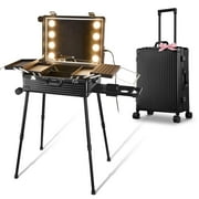 Byootique Rolling Makeup Case 24 Inch LED Lighted Mirror Cosmetic Travel Trolley