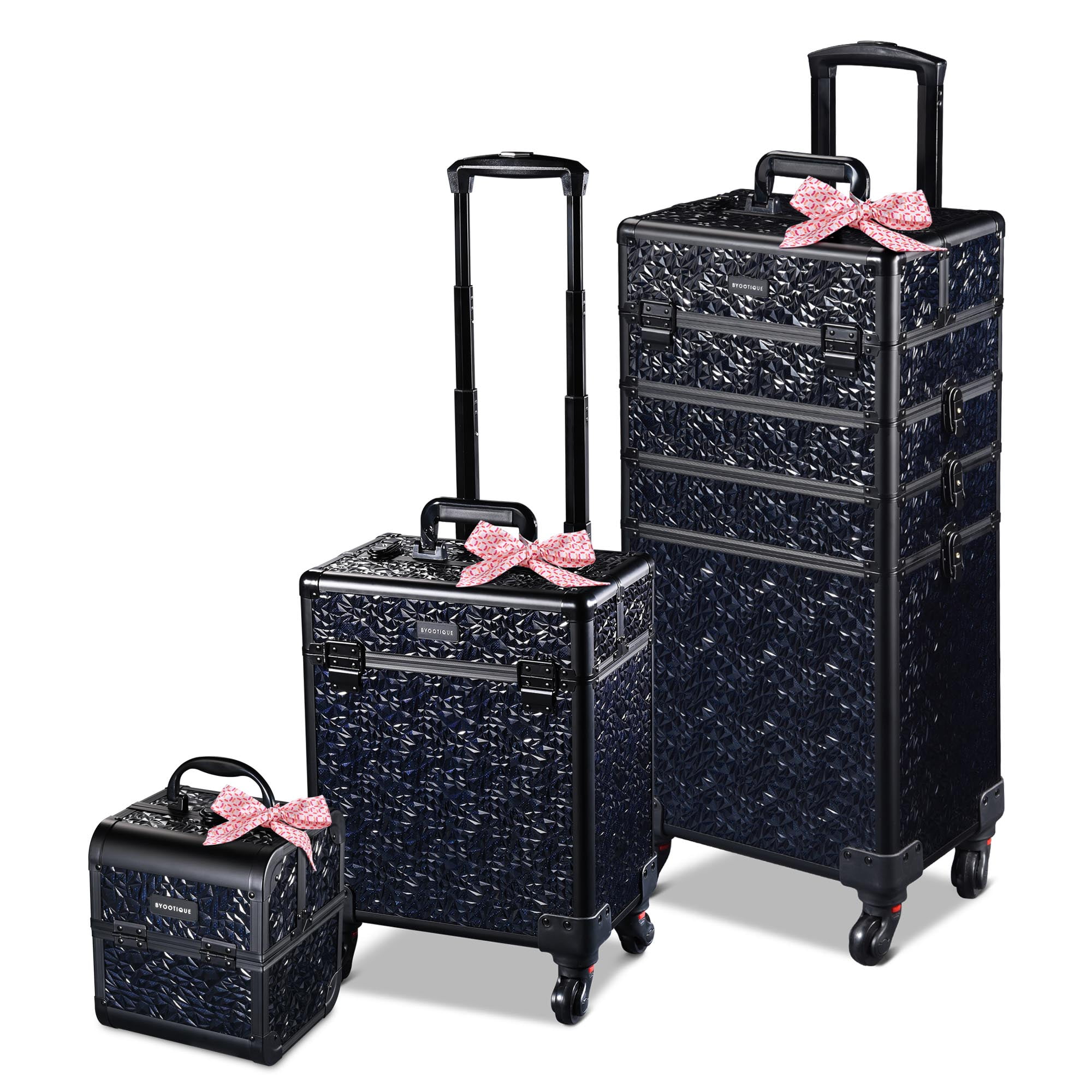 Byootique Rolling Makeup Train Case 3-Piece Cosmetic Organizer Kit