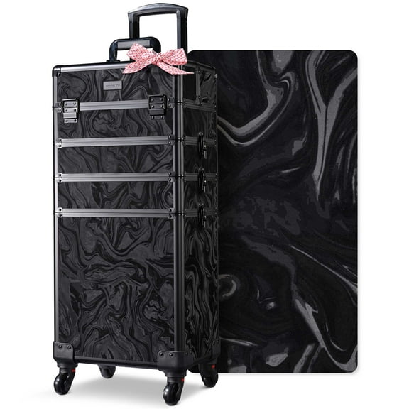 Byootique Rolling Makeup Train Case 4in1 Cosmetology Rolling Case Cosmetic Trolley Organizer Travel Case Traveling Cart Trunk with Wheels for Makeup Artist Trave Nail,CoyoteButtes Shadows
