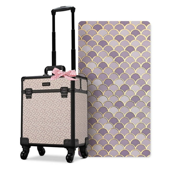 Byootique Rolling Makeup Train Case Cosmetology Organizer Box Art Deco Graphite