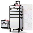 thumbnail image 1 of Byootique Rolling Makeup Train Case w/ Cube Case Cosmetic Organizer ForgetMeNot, 1 of 9