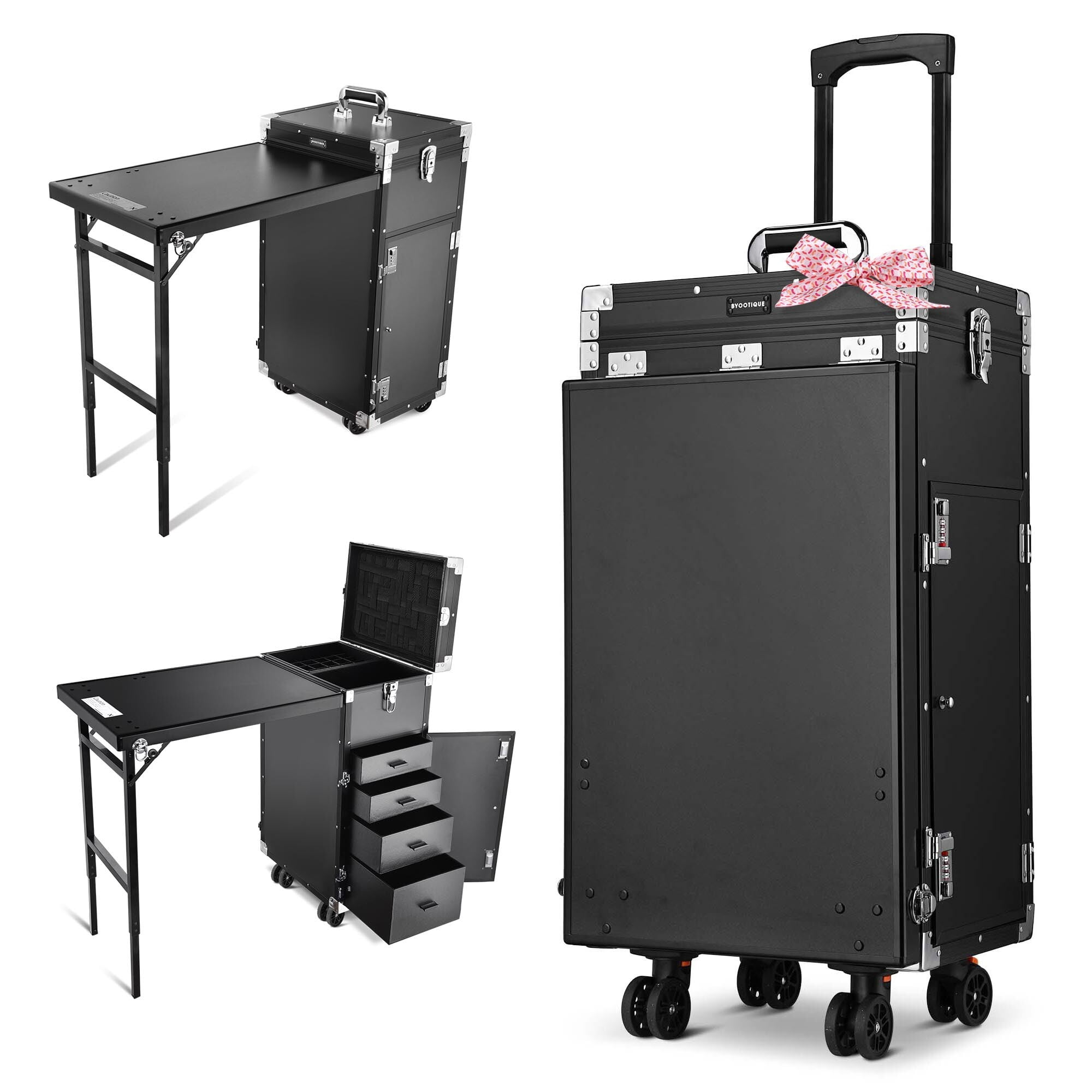 その他 SUITCASE NAIL DESK Portable Rolling Manicure Table Nail Desk with Drawers, Mobile