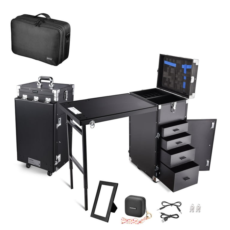 その他 SUITCASE NAIL DESK Byootique Portable Nail Art Artist Cart with Foldable Wheels