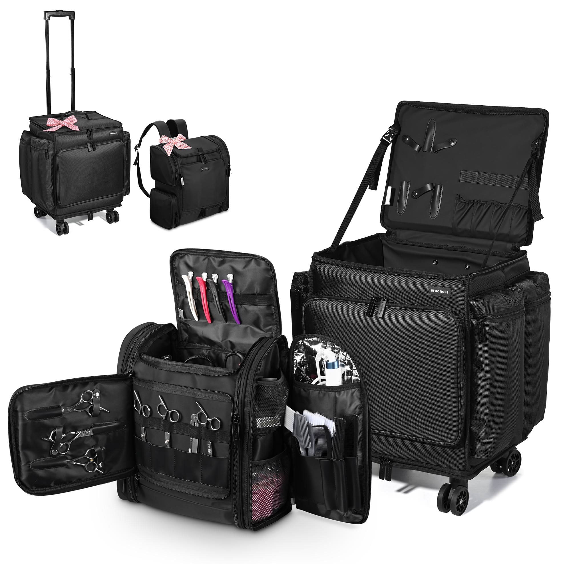 Byootique Soft Rolling Hair Stylist Train Case w/ Hair Tools