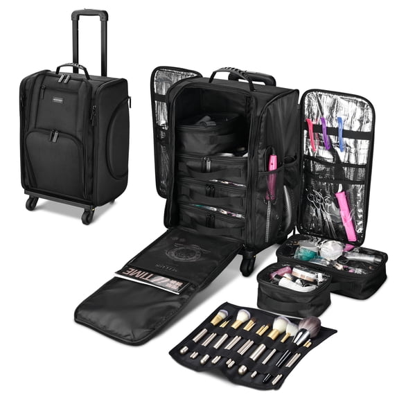 Byootique Soft Sided Rolling Makeup Train Case Cosmetic Organizer Travel Artists