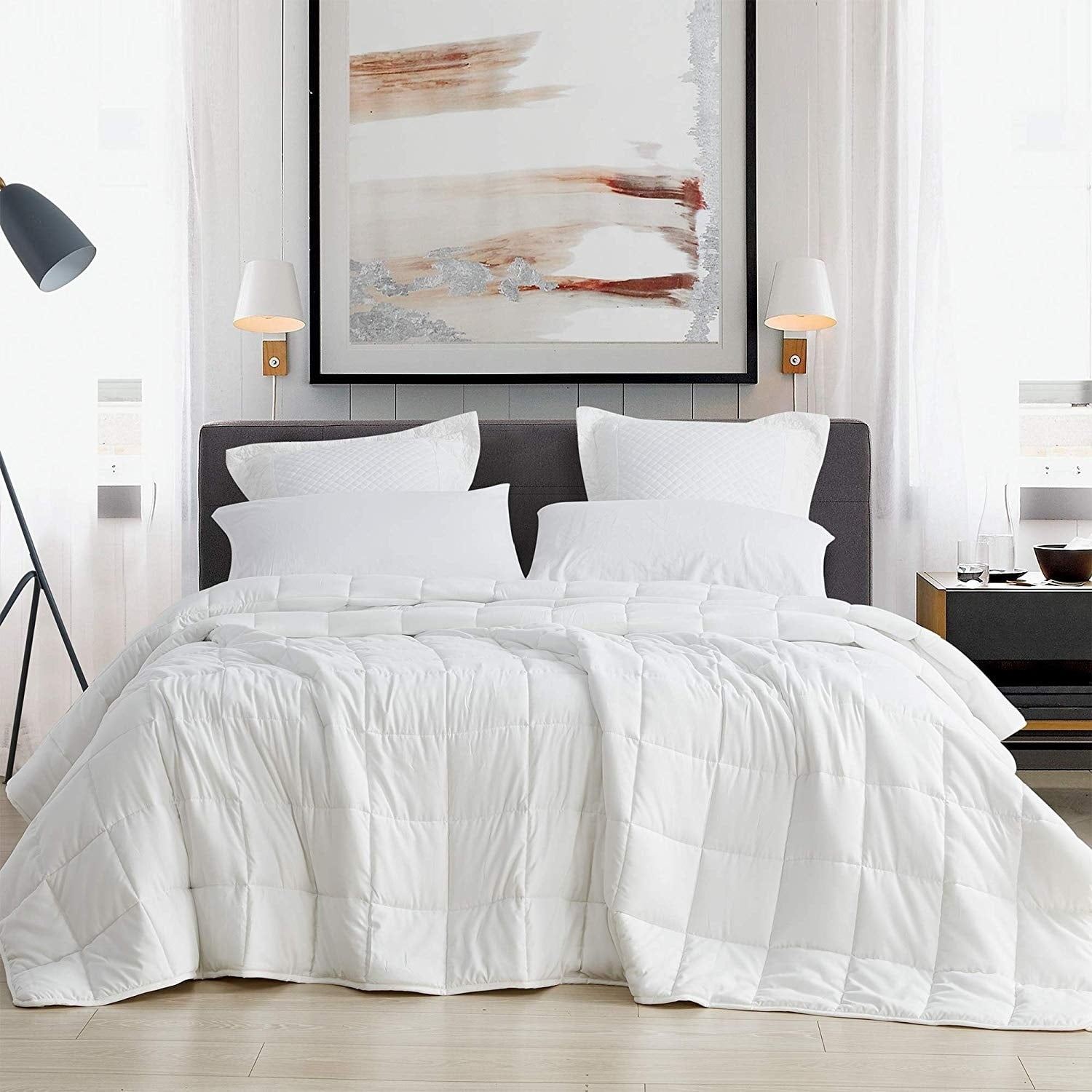 White Twin XL Microfiber Weighted Comforter for Kids
