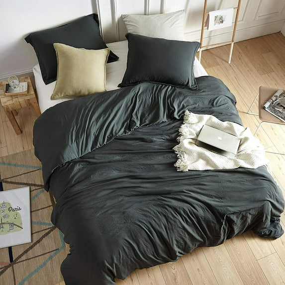 Byourbed Chommie - Weighted Natural Loft Comforter Set - Faded Black Standard Sham, Twin XL 2 Piece