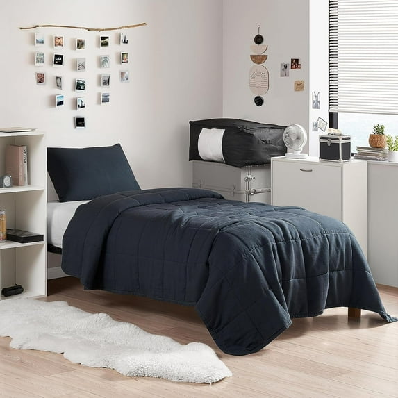 Byourbed Dark Sky Reserve® - Bamboo Linen Comforter - Portugal Made - Nightfall Navy Twin XL