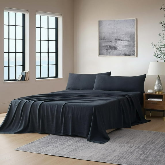 Byourbed Dark Sky Reserve® - Bamboo Linen Sheet Set - Portugal Made - Nightfall Navy Queen