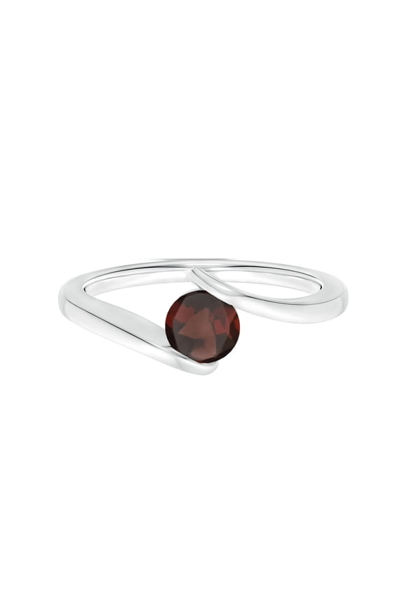 Bypass Bezel Set 0.55 Ctw Round Garnet Gemstone 925 Sterling Silver Women Stacking Ring