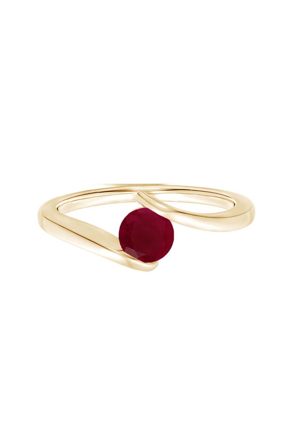 Bypass Bezel Set 0.55 Ctw Round Ruby 925 Sterling Silver Women Stacking Ring
