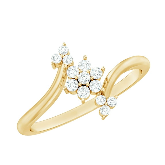 Rosec Jewels Natural Diamond Flower Cluster Ring for Women - Diamond Promise Ring - HI-SI Quality - Ready to Gift for Valentines, 18K Yellow Gold, US 12.50