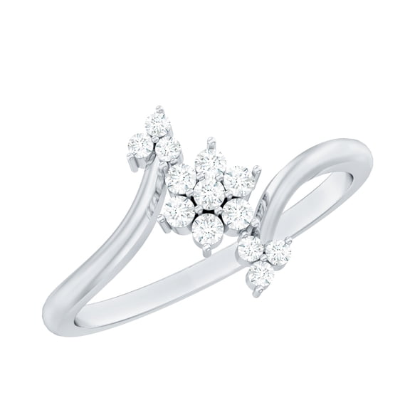 Rosec Jewels Natural Diamond Flower Cluster Ring for Women - Diamond Promise Ring - HI-SI Quality - Ready to Gift for Valentines, 925 Sterling Silver, US 4.00