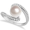 thumbnail image 1 of Bypass Freshwater Cultured Pearl and Diamond Ring 14K W. Gold (8mm), 1 of 6