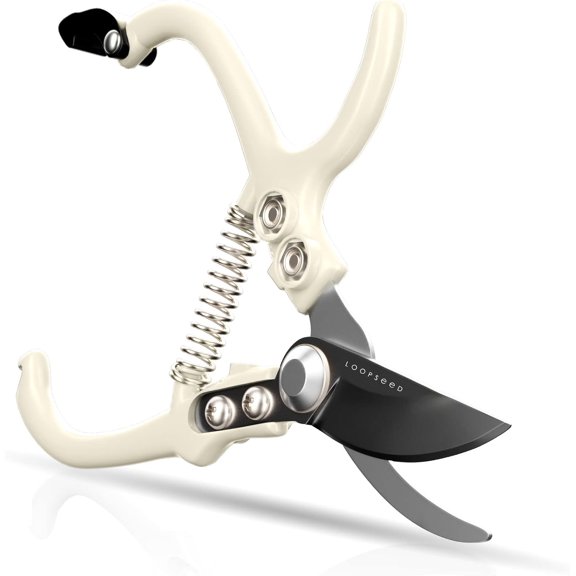 Bypass Pruning Shears Hand Pruner Garden Trimming Scissors Plant Trimmers Herb Snips Flower Clippers Ergonomic Handle Modern Garden Tools (Classic Cream)