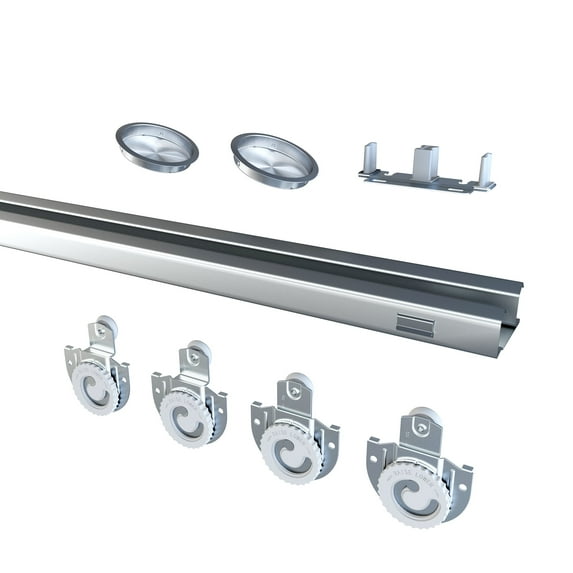 Bypass Sliding Door Track Hardware 72", Wardrobe Closet Door Steel Track Set, Easy to Install,Smoothly and Quietly, for 2 Door System