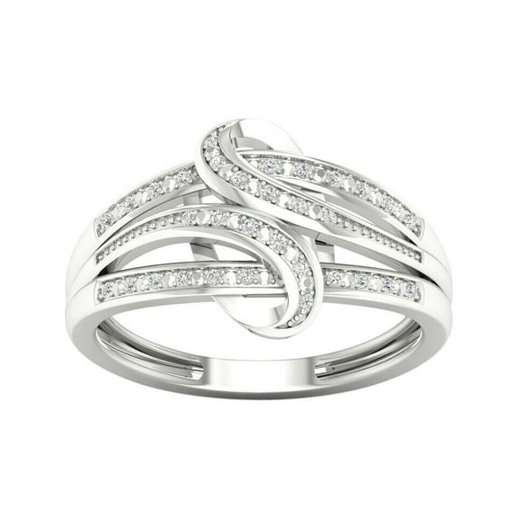Bypass Three Row Cocktail Diamond Ring For Women 2.1 Ct Diamond 14K White Gold Over
