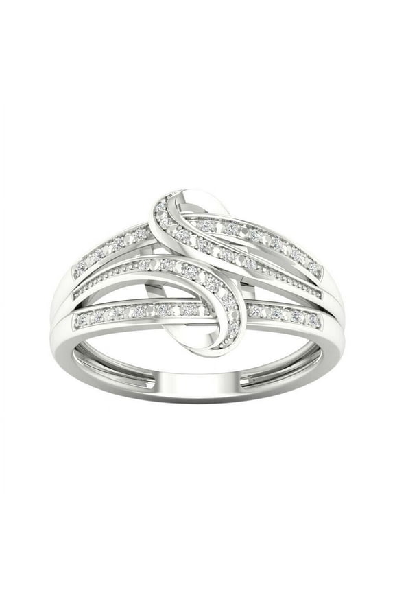 Bypass Three Row Cocktail Diamond Ring For Women 2.1 Ct Diamond 14K White Gold Over