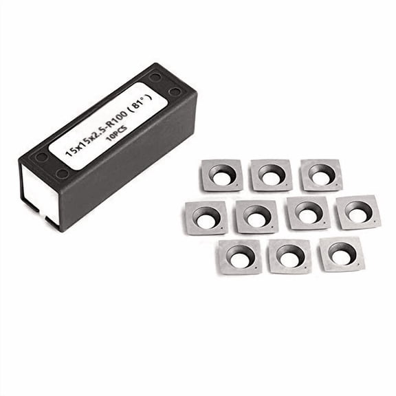 Byrd Shelix Carbide Inserts Replacement Cutters (15x15x2.5mm R100-81) 15mm Square Carbide Cutters with 4" Edge Radius for Woodworking Spiral/Helical Planer Cutter Head,10pcs/Set