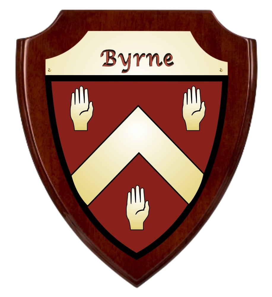 Byrne Irish Coat of Arms Shield Plaque - Rosewood Finish