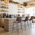 thumbnail image 1 of Byron Barstool Brown Barstool, Modern Style, Plush and durable faux leather fabric, Steel, Indoor Bar, 1 of 12