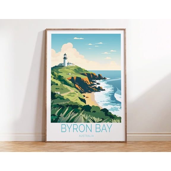Byron Bay Australia Coastal Beach Travel Wall Art Print, Unframed Paper Print Size 8x12
