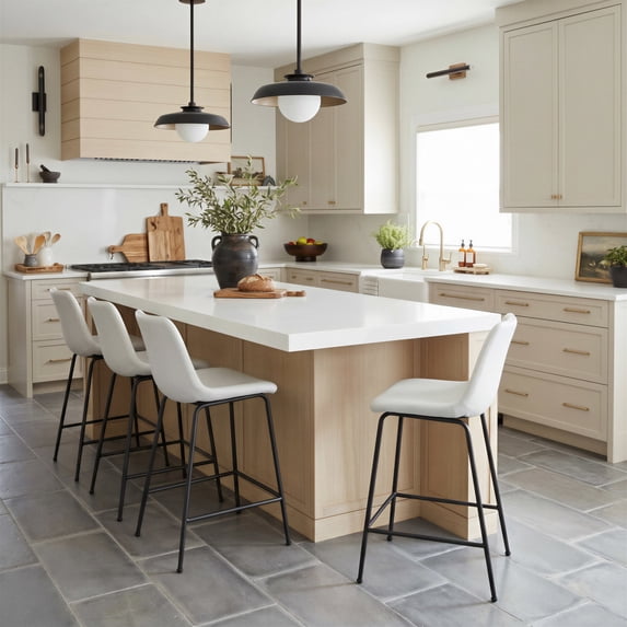 Byron Counter Stool White Counter Stool, Modern Style, Plush and durable faux leather fabric, Steel, Indoor Bar