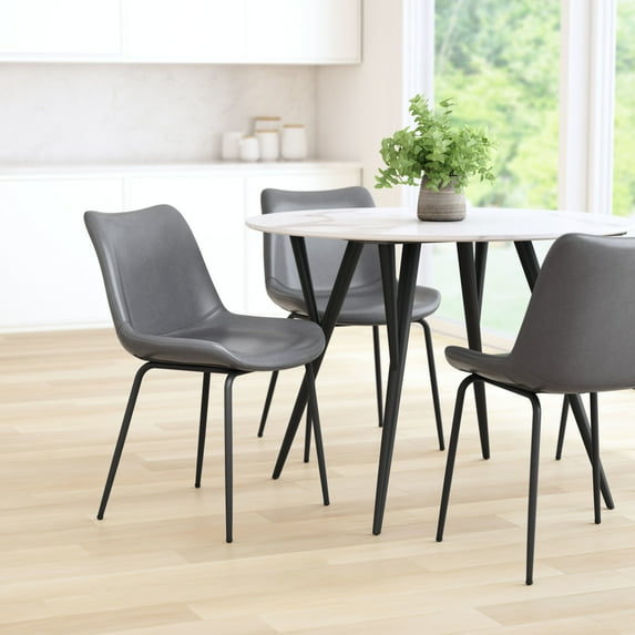 Byron Dining Chair Gray Dining Chair, Modern Style, Plush and durable faux leather fabric, Plywood, Indoor Dining