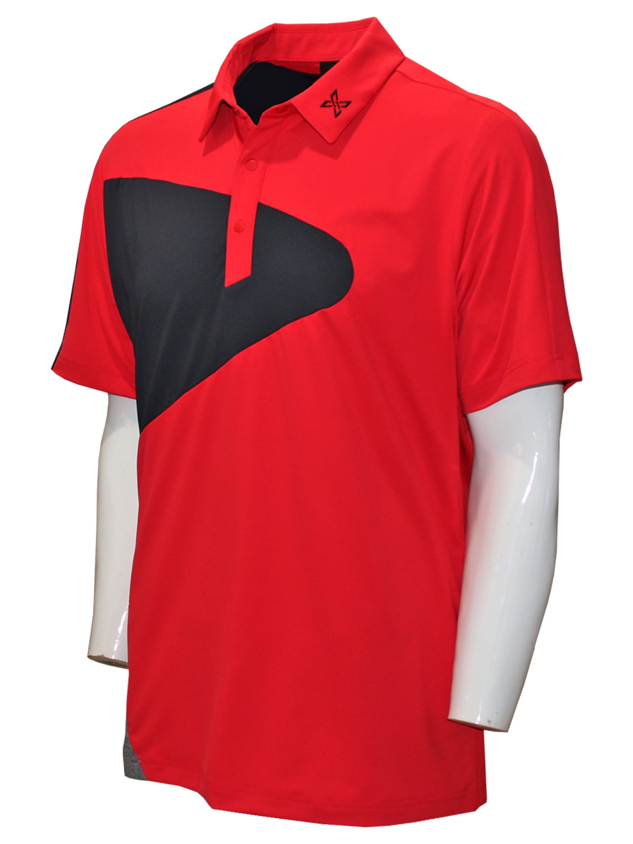 JDX Golf Men's X5 Triangle Polo Shirt, X-Large Red/Black