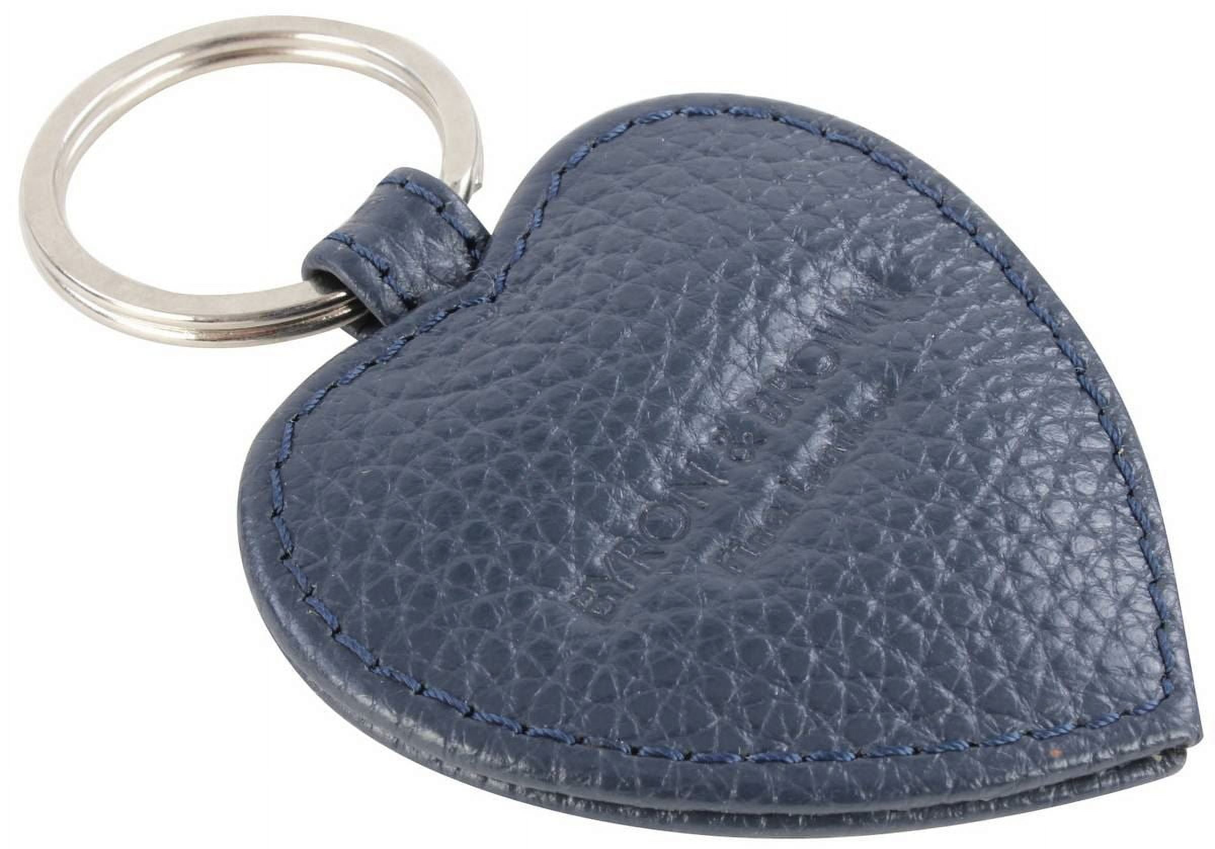 Byron and Brown Roma Leather Small Heart Key Ring - Navy