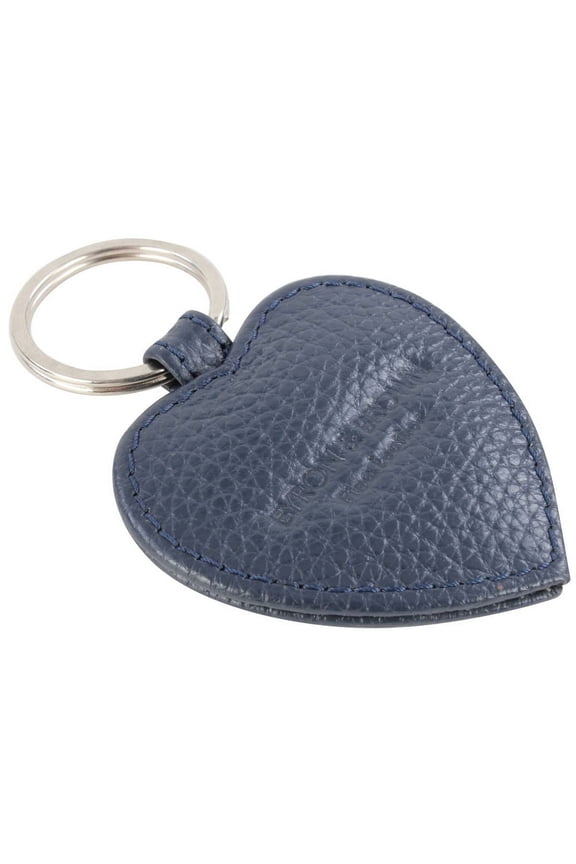 Roma Leather Small Heart Key Ring - Navy