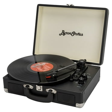 ByronStatics Bluetooth Record Player, Portable Turntables Player, Replacement Needle, 3 Speed, Black