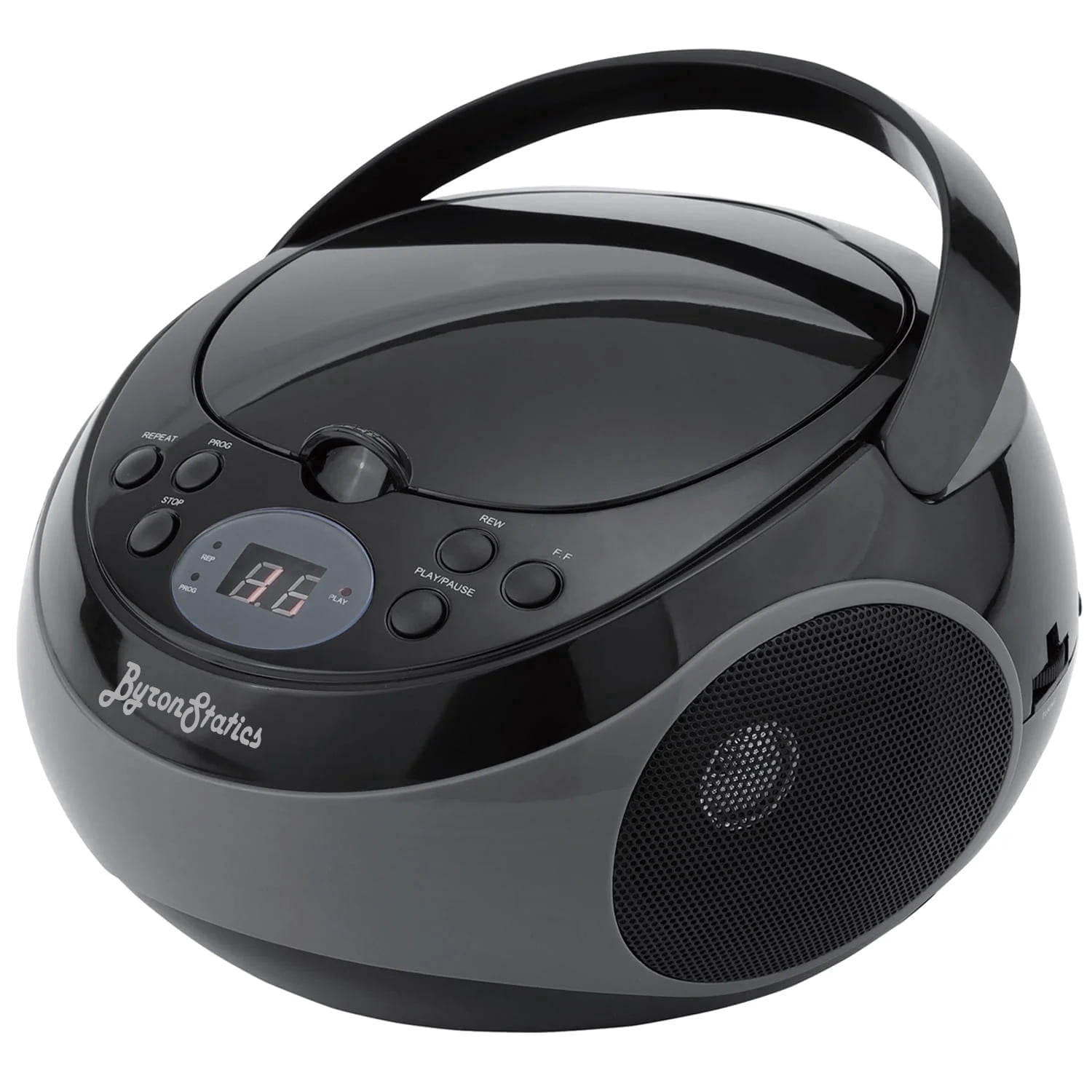 Byron Statics Portable Boombox CD Player AM FM Analog Tuning Radio, Clear Stereo Sound, 3.5mm AUX Jack, AC DC Operated, Great for Gift, Black