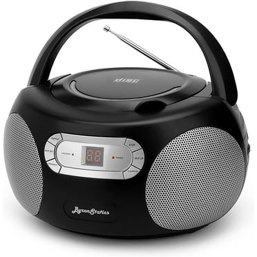 ByronStatics Portable CD Player Boombox, AM FM Radio, AC/DC Dual Power, Outdoor Indoor Use, Black