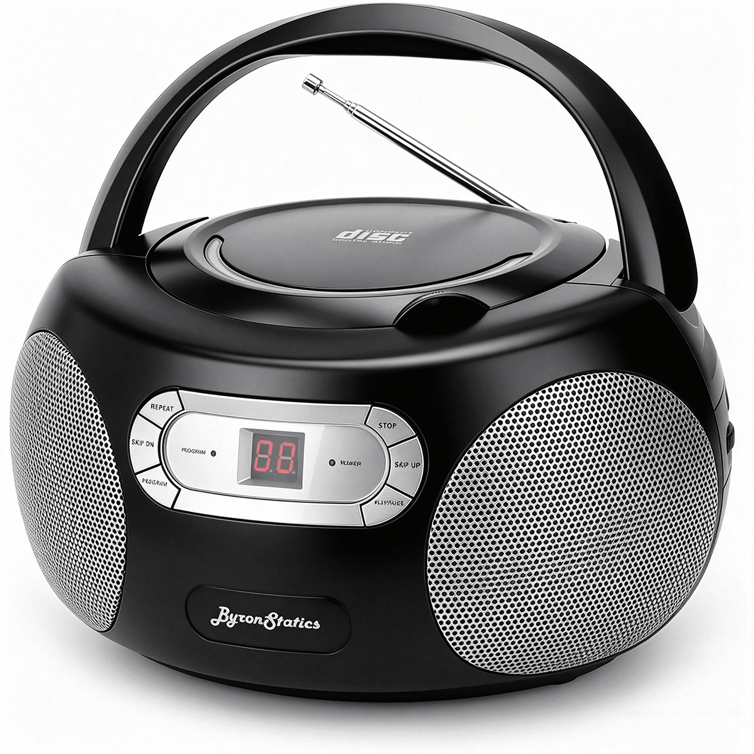 ByronStatics Portable CD Player Boombox, AM FM Radio, AC/DC Dual Power, Outdoor Indoor Use