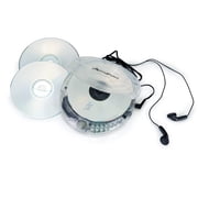 Byron Statics Portable CD Player, Personal Walkman CD Players, Powered DC or 2xAA Battery, Clear