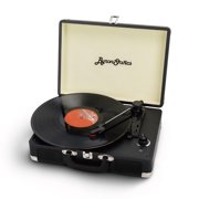 ByronStatics Record Player, Portable Turntable Players, 3 Speed, Replacement Needle, RCA Line Out, AUX in, Black